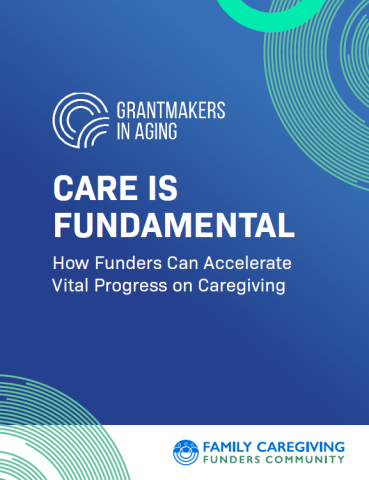 blue background with title of report in white letters and Grantmakers in Aging logo