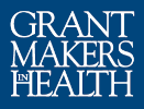 Grantmakers in Health Logo grantmakers in health in white text on blue background