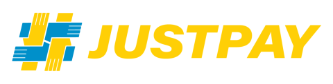 Just Pay logo just pay in yellow with blue and yellow hashtag image