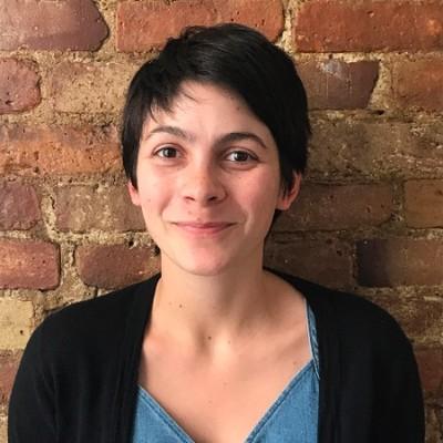 Brooke Schwartz young white woman with dark brown pixie cut hair