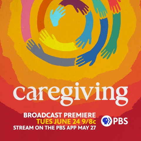 caregiving documentary social media image multicolored image with caregiving documentary info in text
